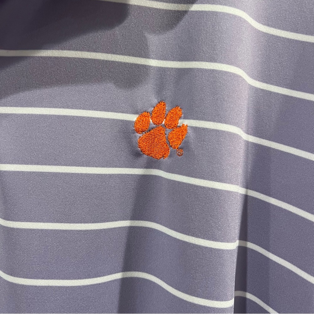 Clemson University Striped Purple Polo Shirt Men’s 2X Embroidered Golf Perform - Picture 3 of 5